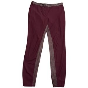 Elizabeth & James Maxwell Leather Trim Dress Pants Womens 2 Trousers Red Stretch